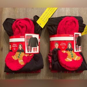 Plaid Pajama 3 Piece Set For girls‎ or boys Size 5-7 & 8-10 Bundle